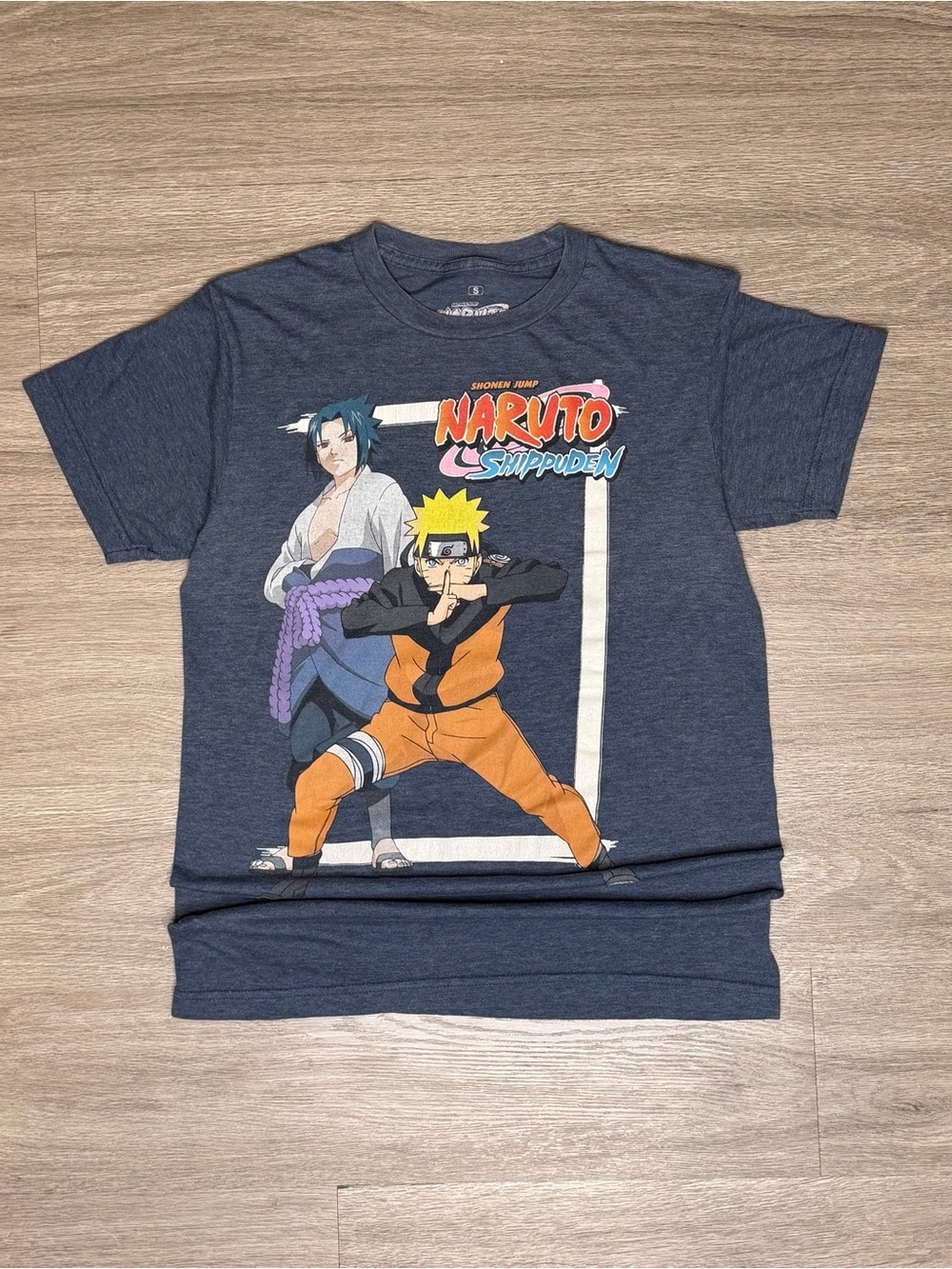 Ripple Junction Navy Naruto Shippuden Logo Tee with Orange Print
